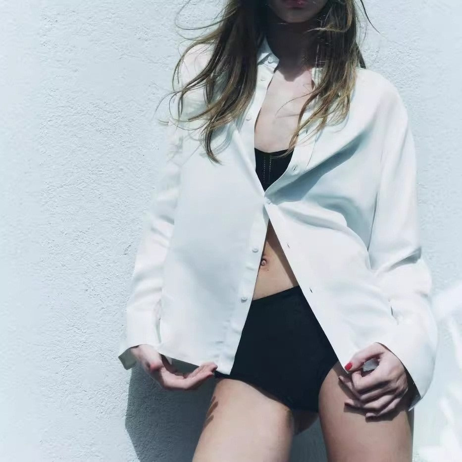 Damen Oversize Hemdbluse mit Knopfleiste und lässigem Schnitt R&B