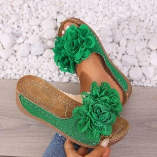 Damen modische Pantoletten mit floralen Applikationen R&B