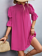 Damen Feierliches Kurzarmkleid mit Stehkragen und luftigen Ärmeln R&B