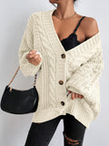 Damen Grobstrick Cardigan mit weiten Ärmeln und Knopfdetails R&B