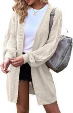 Damen Strickjacke mit elegantem Zopfmuster und weitem Schnitt R&B