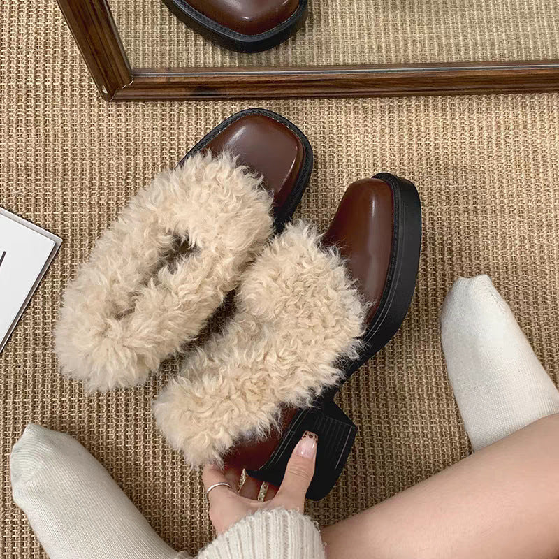 Damen Flauschige Hausschuhe mit kuscheligem Innenfutter R&B