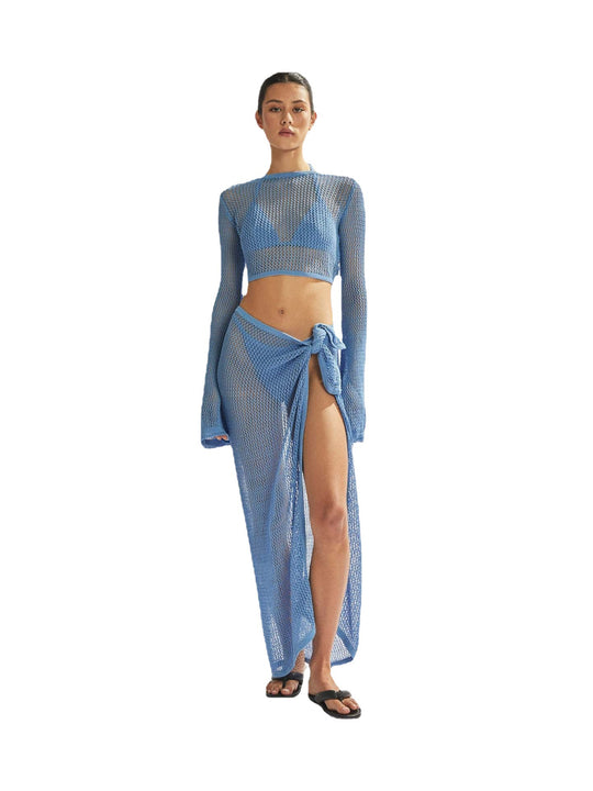 Damen durchsichtiger Strandanzug mit modischem Häkel-Design R&B