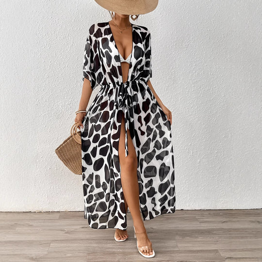 Damen modischer Strandkaftan mit seitlichem Kordelzug R&B