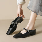 Damen elegante Slingback-Mules mit modischem Riemen und luxuriöser Schnallenakzent