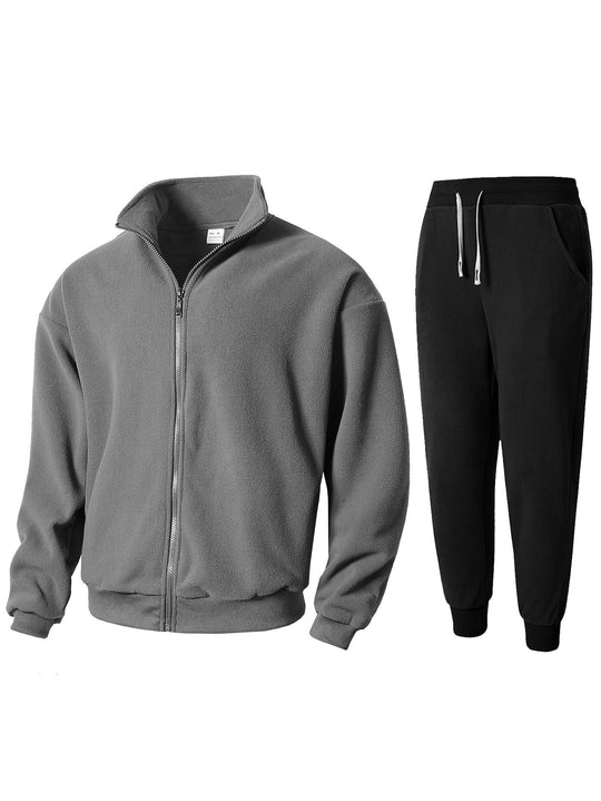 Herren Fleece Relaxanzug mit hohem Kragen R&B