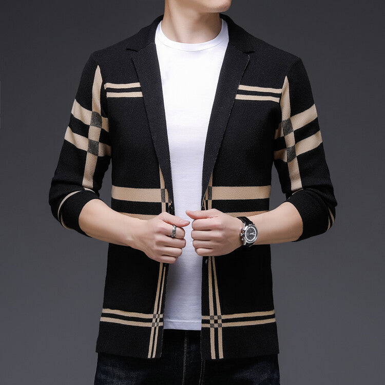 Herren modische Strickjacke mit elegantem Karomuster R&B