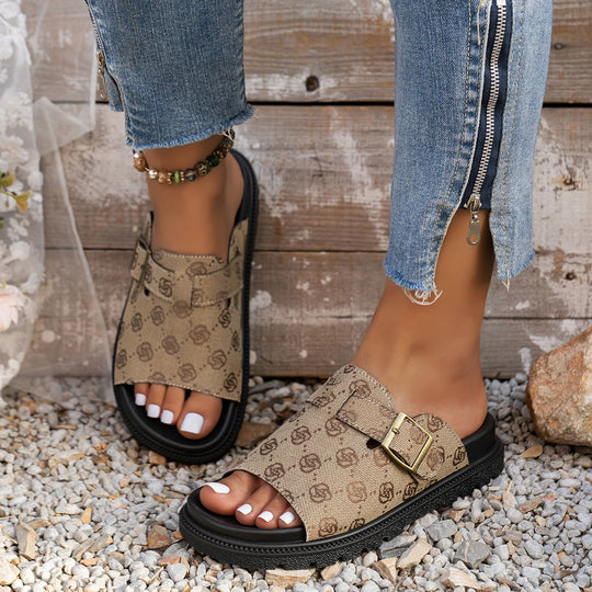 Damen Komfortable Slide-Sandalen mit modischem Riemendesign R&B