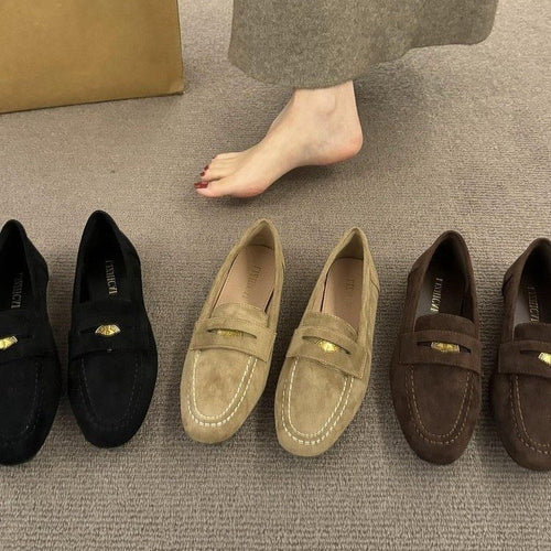 Damen Mokassins mit weichem Wildleder und elegantem Riemenverschluss R&B