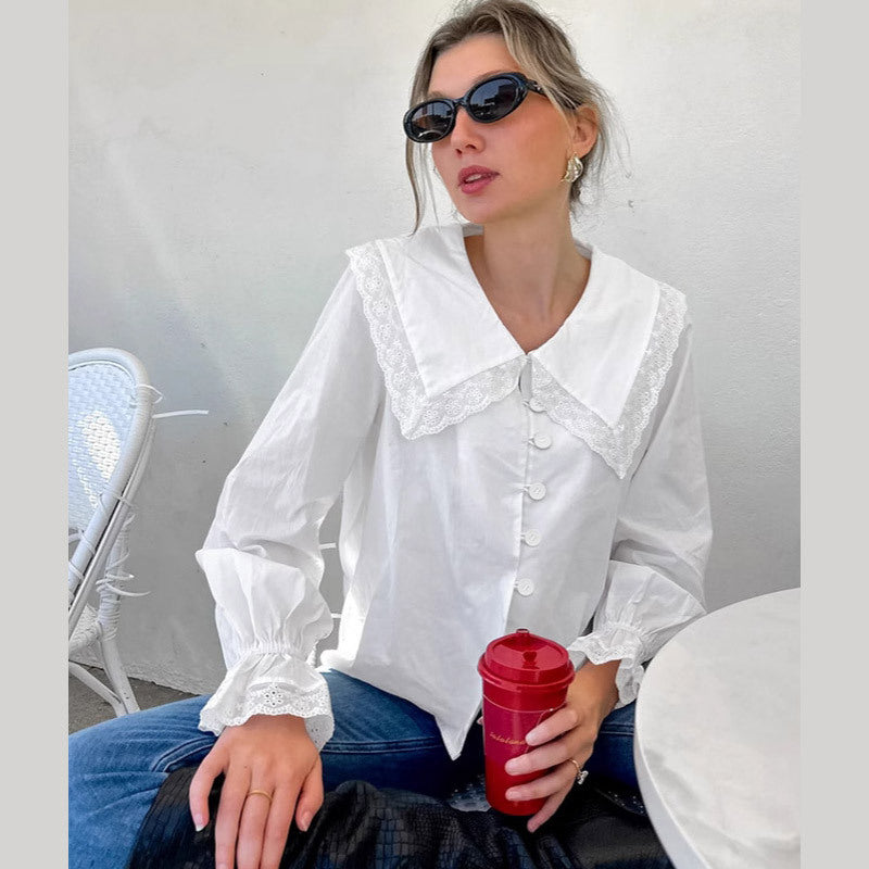 Damen Bluse mit großen Spitzeneinsätzen R&B