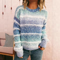 Damen kuscheliger Strickpullover mit fransigen Akzenten und attraktivem Farbverlauf R&B