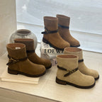 Damen elegante Chelsea Boots mit modischen Schnallen und hochwertiger Wildlederoberfläche R&B