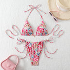 Damen Triangel-Bikini mit verstellbaren BindR&Bändern und floralen Mustern R&B