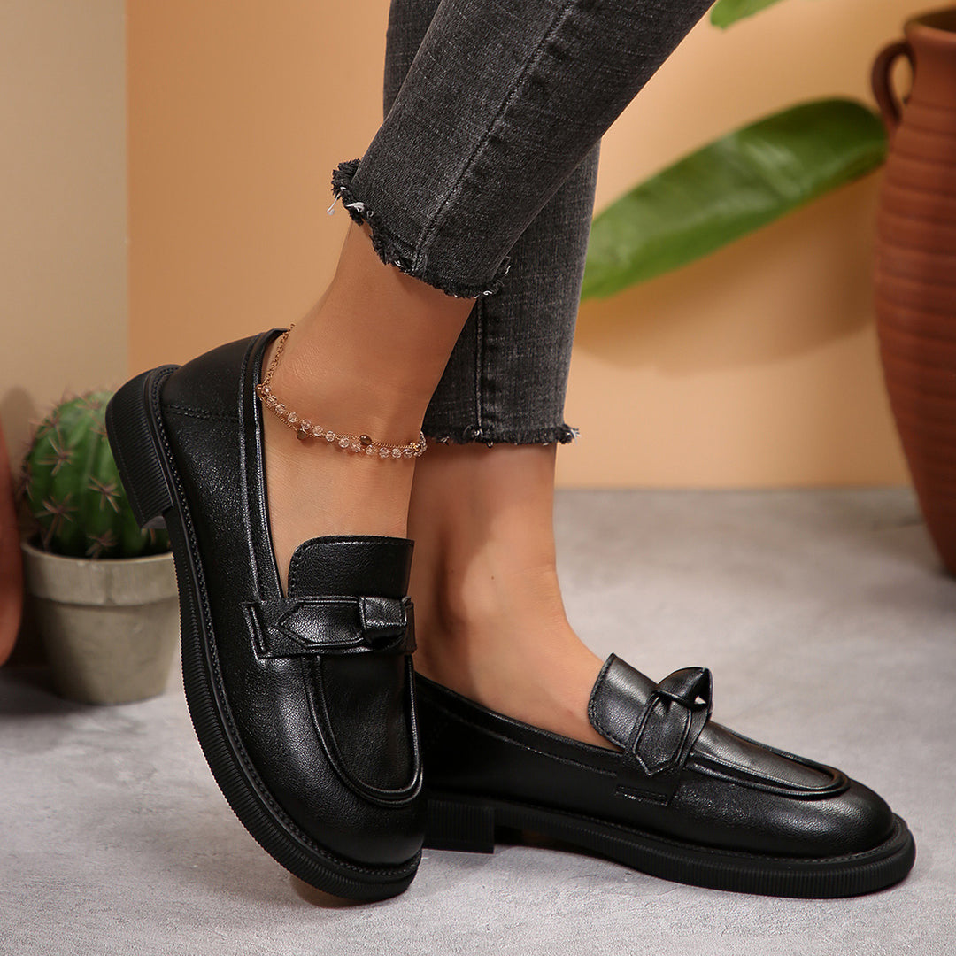 Damen klassische Loafer mit modischem Schleifendetail R&B