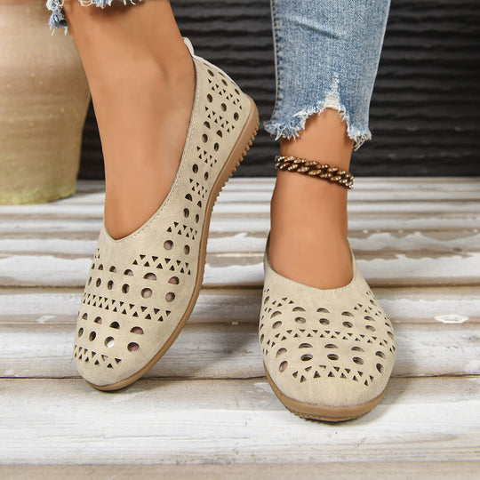 Damen Ballerinas mit modischem Lochdesign und rutschfester Sohle R&B