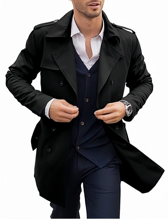 Herren leichter Trenchcoat mit modernem Design und stylischem Stehkragen R&B