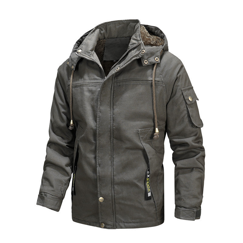 Herren vielseitige Outdoor-Jacke mit gefütterter Kapuze