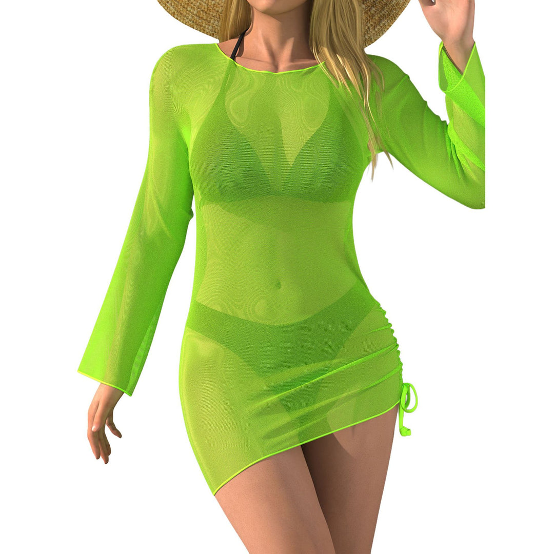 Damen Strandkleid mit transparenten Ärmeln R&B