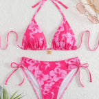 Damen Triangel-Bikini mit verspielten Floral-Details R&B