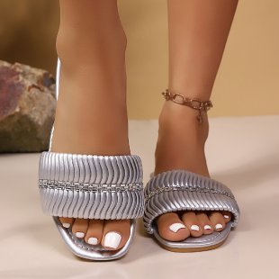 Damen Modische Komfort-Sandalen mit glitzernden Riemen R&B