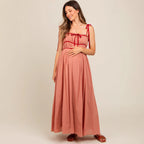 Damen Maxikleid mit verstellbaren Trägern und raffiniertem Rüschendesign R&B