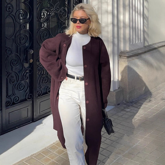 Damen Oversized Cardigan mit Knopfdetails R&B