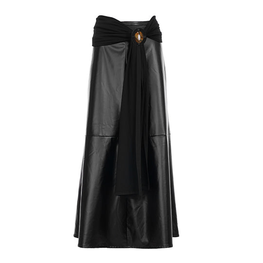 Damen eleganter Satin-Abendrock mit raffinierten Rüschen und Spitzenakzenten R&B