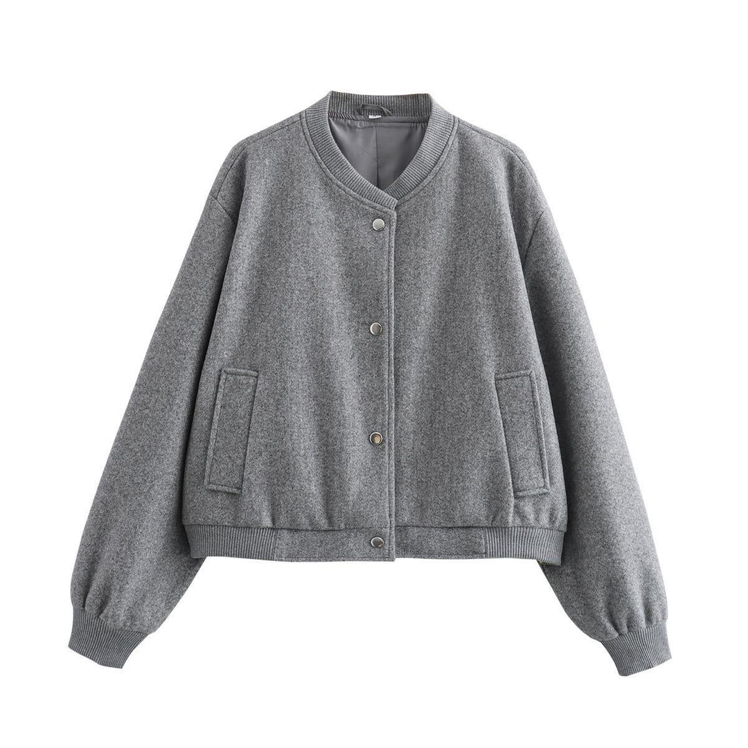 Damen sportliche Bomberjacke mit seitlichen Eingrifftaschen und elastischen Bündchen R&B
