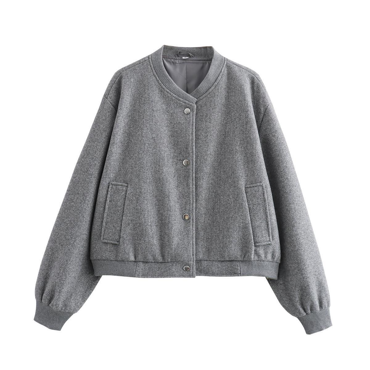 Damen sportliche Bomberjacke mit seitlichen Eingrifftaschen und elastischen Bündchen R&B