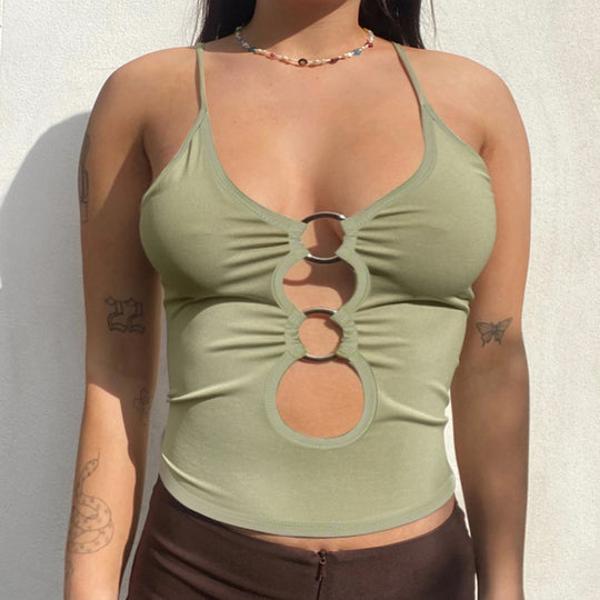 Damen Crop-Top mit einzigartigem Ring-Ausschnitt R&B