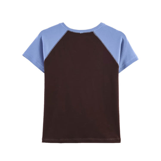 Damen Sportliches T-Shirt mit Kontrastärmeln und lässigem Schnitt R&B