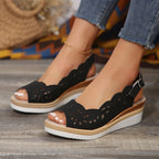 Damen Wedge-Sandalen mit elegantem Lochmuster und komfortabler Fußbettung R&B