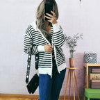 Damen Sportlicher Hoodie mit Streifenmuster und lässigem Schnitt R&B