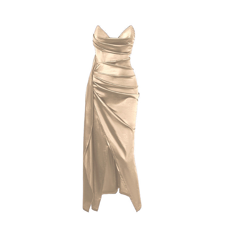 Damen figurbetontes Abendkleid mit asymmetrischem Saum und elegantem Schnitt R&B