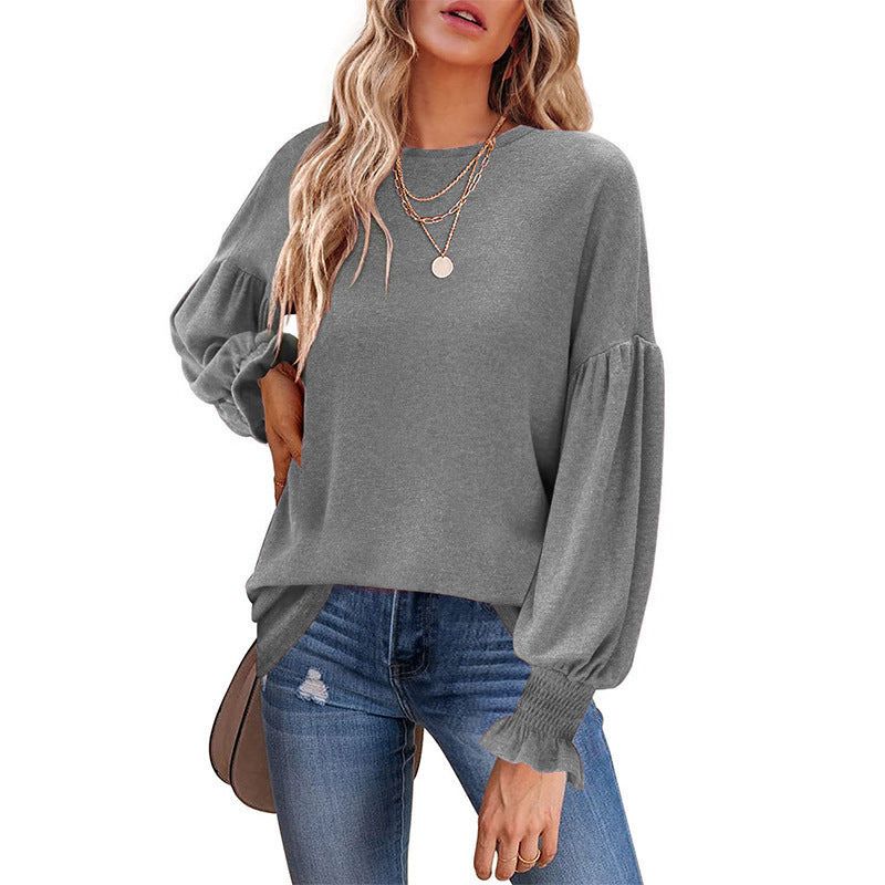 Damen Modischer Pullover mit Puffärmeln R&B