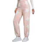 Damen kuschelige Fleece-Hose mit Leopardenmuster
