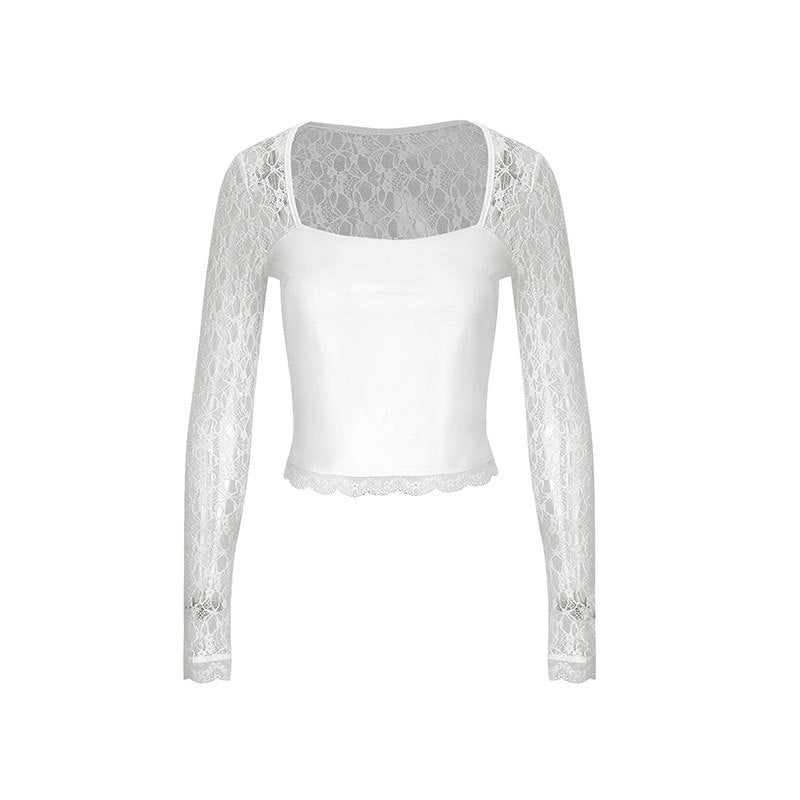 Damen Spitzentop mit langen Ärmeln und elegantem Schnitt R&B