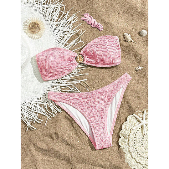 Damen Bandeau-Bikini mit raffiniertem Knoten und elegantem Schmuckdetail R&B