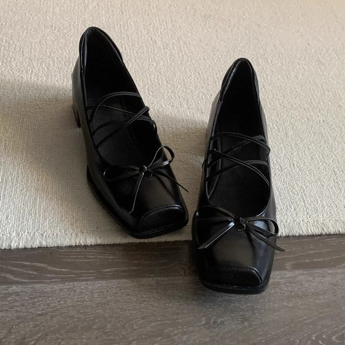 Damen elegante Ballerinas mit moderner Metalloberfläche und bequemem Blockabsatz R&B