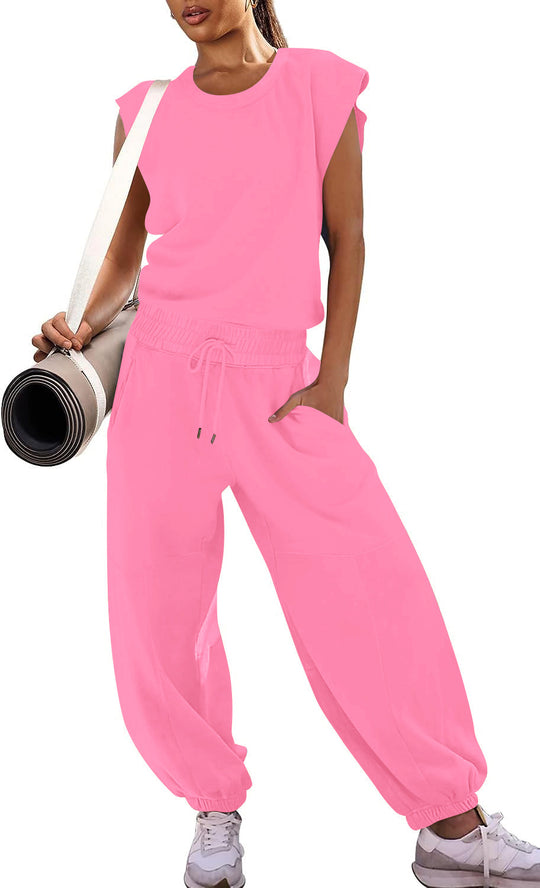 Damen lässiger Sweatanzug mit weiter Silhouette und elastischem Bund R&B