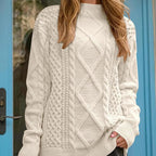 Damen Strickpullover mit aufwendigem Zopfmuster und lässigem Schnitt R&B