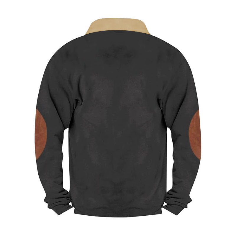 Herren Fleece-Pullover mit hohem Kragen und robusten applikationen R&B