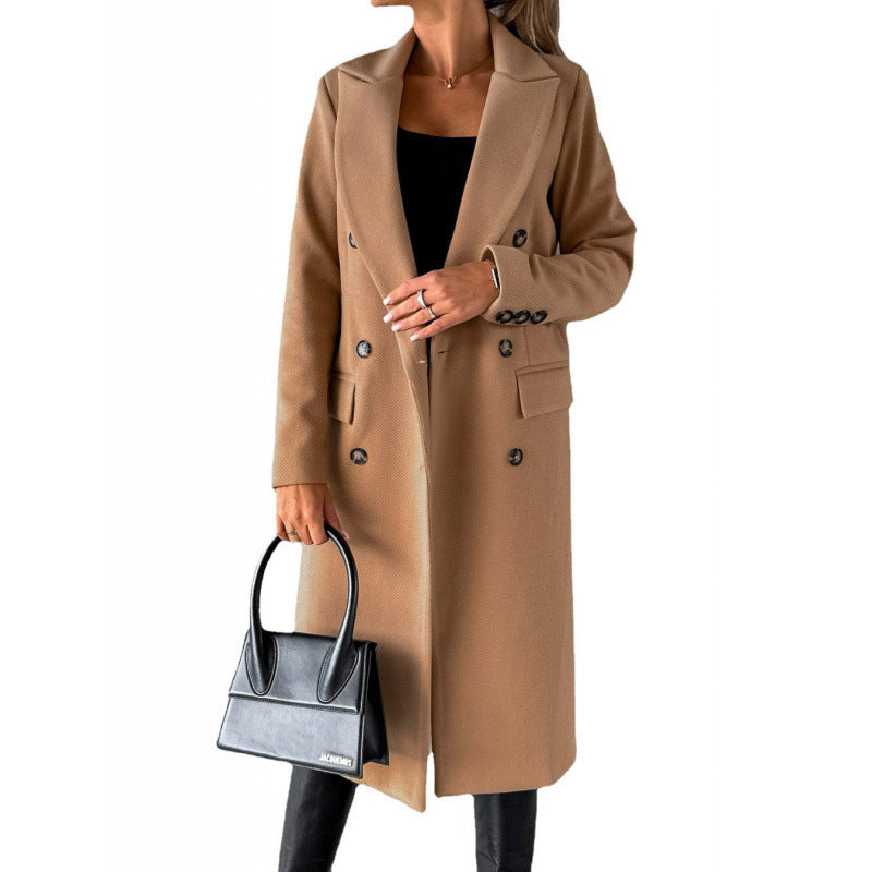 Damen Eleganter Doppelreihiger Mantel mit hochmodernem Schnitt R&B