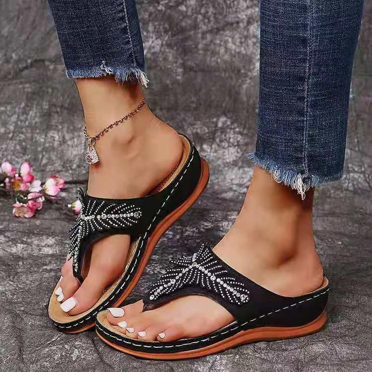 Damen elegante Flip-Flops mit funkelnder Verzierung R&B