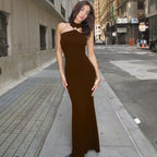 Damen Elegantes Maxikleid mit schickem Halsband und figurbetonendem Schnitt R&B