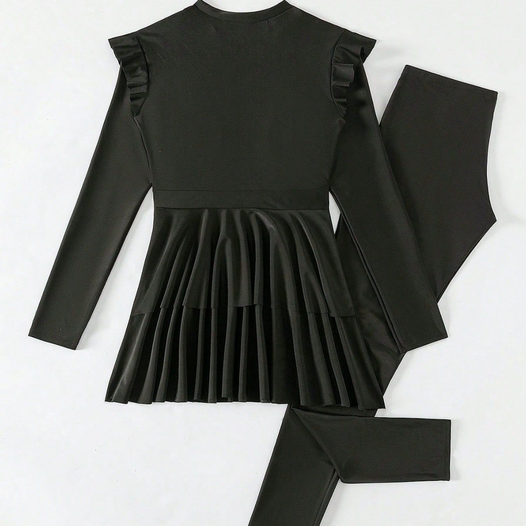 Damen modischer Schwimmanzug mit Rüschendetails R&B