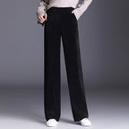 Damen Cord Stoffhose weit mit elastischem Bund