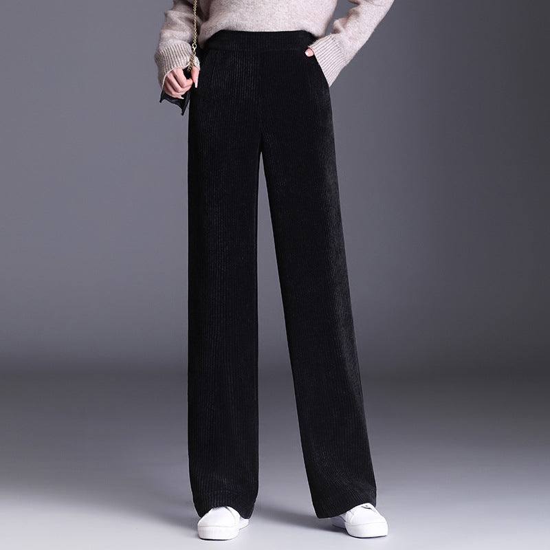 Damen Cord Stoffhose weit mit elastischem Bund