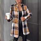 Damen Modischer Karo-Blazer aus weichem Wollmix R&B