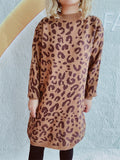 Damen Grobstrickkleid im modernen Leopardenmuster R&B